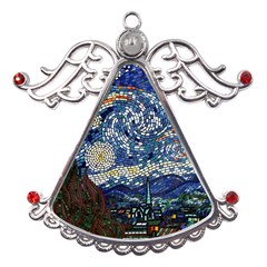 Mosaic Art Vincent Van Gogh s Starry Night Metal Angel With Crystal Ornament by Sarkoni