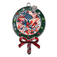 America Pattern Metal X mas Lollipop With Crystal Ornament by Valentinaart