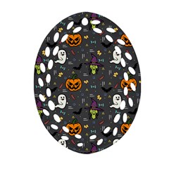 Halloween Pattern Bat Oval Filigree Ornament (two Sides) by Bangk1t