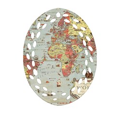 Vintage Old Antique World Map Oval Filigree Ornament (two Sides) by Bedest