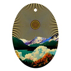 Surreal Art Psychadelic Mountain Oval Ornament (two Sides) by Ndabl3x