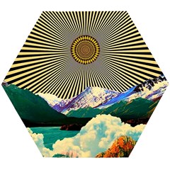 Surreal Art Psychadelic Mountain Wooden Puzzle Hexagon by Ndabl3x