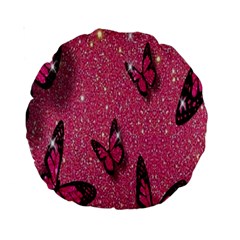 Butterfly, Girl, Pink, Wallpaper Standard 15  Premium Round Cushions by nateshop
