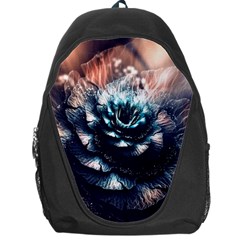 Blue And Brown Flower 3d Abstract Fractal Backpack Bag by Bedest
