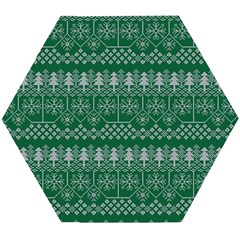 Christmas Knit Digital Wooden Puzzle Hexagon by Mariart