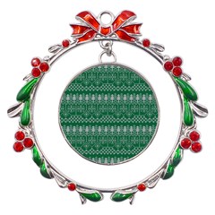 Christmas Knit Digital Metal X mas Wreath Ribbon Ornament by Mariart