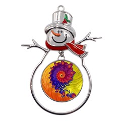 Fractal Spiral Bright Colors Metal Snowman Ornament by Proyonanggan