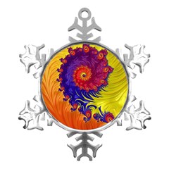 Fractal Spiral Bright Colors Metal Small Snowflake Ornament by Proyonanggan