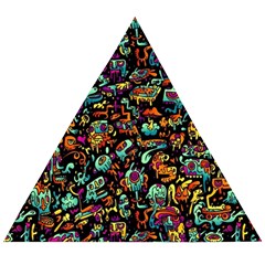 Multicolored Doodle Abstract Colorful Multi Colored Wooden Puzzle Triangle by Grandong