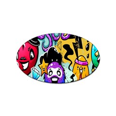 Cartoon Graffiti, Art, Black, Colorful, Wallpaper Sticker (oval) by nateshop