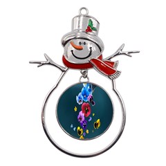 Falling Flowers, Art, Coffee Cup, Colorful, Creative, Cup Metal Snowman Ornament by nateshop