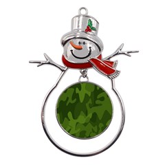 Green Camouflage, Camouflage Backgrounds, Green Fabric Metal Snowman Ornament by nateshop