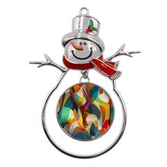 Pattern Calorful Metal Snowman Ornament by nateshop