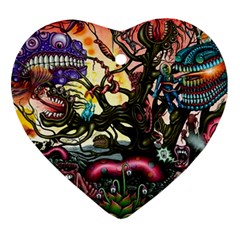 Psychedelic Funky Trippy Ornament (heart) by Sarkoni