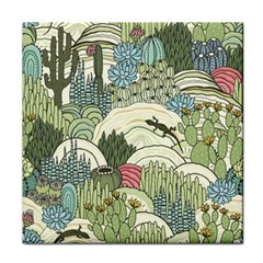 Playful Cactus Desert Landscape Illustrated Seamless Pattern Face Towel by Grandong