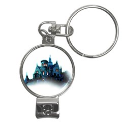 Blue Castle Halloween Horror Haunted House Nail Clippers Key Chain by Sarkoni