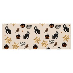Cat Halloween Pattern Banner And Sign 8  X 3  by Ndabl3x