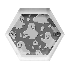 Ghost Pumpkin Scary Hexagon Wood Jewelry Box by Ndabl3x