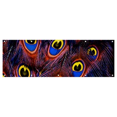 Peacock-feathers,blue,yellow Banner And Sign 12  X 4  by nateshop