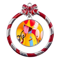 Emojis, Emoji, Hd Phone Wallpaper Metal Red Ribbon Round Ornament by nateshop