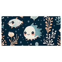 Fish Pattern Banner And Sign 4  X 2  by Valentinaart