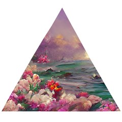 Abstract Flowers  Wooden Puzzle Triangle by Internationalstore