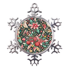 Christmas Pattern Metal Large Snowflake Ornament by Valentinaart