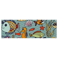 Cartoon Underwater Seamless Pattern With Crab Fish Seahorse Coral Marine Elements Banner And Sign 12  X 4  by uniart180623