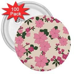 Floral Vintage Flowers 3  Buttons (100 Pack)  by Dutashop
