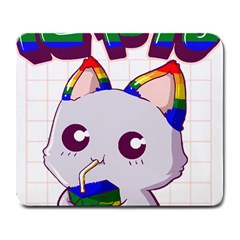 Gay Pride T- Shirt Gay Pride Kawaii Cat Strawberry Milk Rainbow Flag T- Shirt Large Mousepad by ZUXUMI