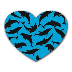 Dolphin Silhouette Pattern Heart Mousepad by Pakjumat