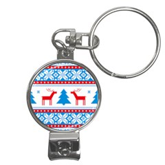 Red And Green Christmas Tree Winter Pattern Pixel Elk Buckle Holidays Nail Clippers Key Chain by Sarkoni