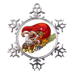 Funny Santa Claus Christmas Metal Large Snowflake Ornament by Sarkoni