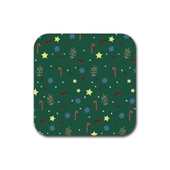 Twigs Christmas Party Pattern Rubber Coaster (square) by uniart180623