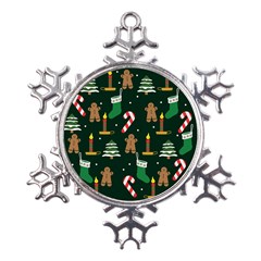 Pattern Christmas Gift Metal Large Snowflake Ornament by uniart180623