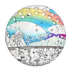 Rainbow Fun Cute Minimal Doodle Drawing Ornament (round Filigree) by uniart180623