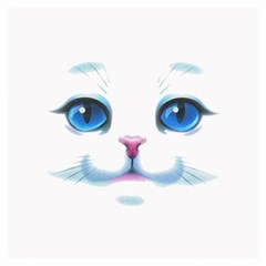 Cute White Cat Blue Eyes Face Wooden Puzzle Square by Ket1n9