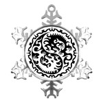 Ying Yang Tattoo Metal Small Snowflake Ornament Front