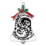 Ying Yang Tattoo Metal Holly Leaf Bell Ornament Front