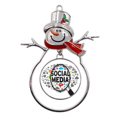 Social Media Computer Internet Typography Text Poster Metal Snowman Ornament by Ket1n9