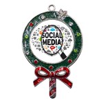 Social Media Computer Internet Typography Text Poster Metal X Mas Lollipop with Crystal Ornament Front