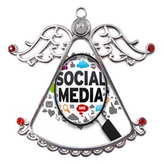 Social Media Computer Internet Typography Text Poster Metal Angel With Crystal Ornament by Ket1n9