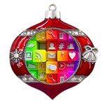 Colorful 3d Social Media Metal Snowflake And Bell Red Ornament Front