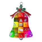 Colorful 3d Social Media Metal Holly Leaf Bell Ornament Front
