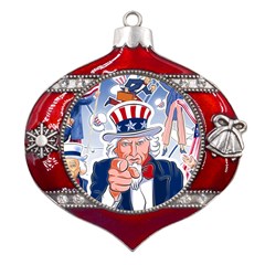 United States Of America Images Independence Day Metal Snowflake And Bell Red Ornament by Ket1n9