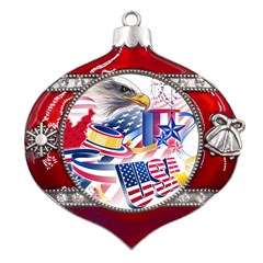 United States Of America Usa  Images Independence Day Metal Snowflake And Bell Red Ornament by Ket1n9