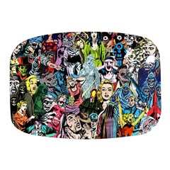 Vintage Horror Collage Pattern Mini Square Pill Box by Ket1n9