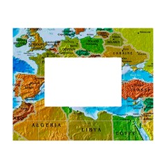 World Map White Tabletop Photo Frame 4 x6  by Ket1n9