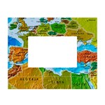 World Map White Tabletop Photo Frame 4 x6  Front