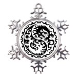 Ying Yang Tattoo Metal Large Snowflake Ornament Front